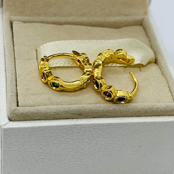 Pandora Marvel The Avengers Infinity Stones Hoop Earrings Gold - Picture 12 of 12